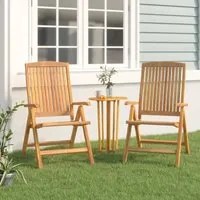 Sedie da Giardino Reclinabili 2 pz in Legno Massello di Teak 362666