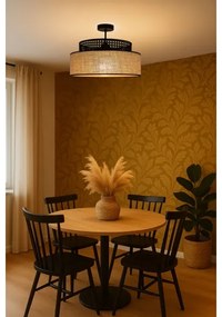 Lampadario a plafone BOHO 1xE27/60W/230V diametro 40 cm nero/rattan