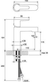 Ravak X070113 - Miscelatore per lavabo PURI 19,1 cm cromo lucido
