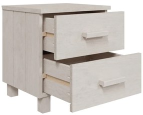 Comodino HAMAR Bianco 40x35x44,5 cm in Legno Massello di Pino