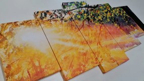 Quadri 5 pezzi – Alba nella foresta