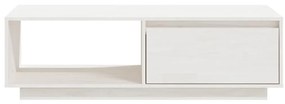 Tavolino da salotto bianco 110x50x33,5cm legno massello di pino