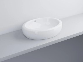 Cielo Fluid Lavabo 60x45 Da Appoggio Senza Foro Con Troppo Pieno bianco Lucido