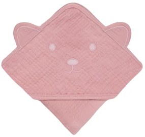 Lionelo - Asciugamano con cappuccio in mussola per bambini Rosa Baby