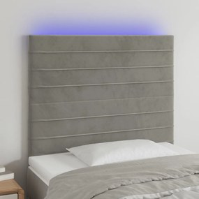 Testiera A Led Grigio Chiaro 100x5x118/128 Cm İn Velluto /