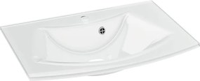 Lavabo a incasso ovale vasca centrale Image L 70.5 x H 1.5 x P 49.2 cm in vetro bianco lucido