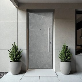 Porta blindata YALE Stone L 80 x H 210 cm in alluminio cemento chiaro/noce, apertura spingere a sinistra, falso telaio incluso