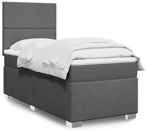 Giroletto A Molle Con Materasso Grigio Scuro 90x190 Cm Tessuto /