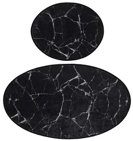 SET 2x Tappeto da bagno MARBLE 50x60/60x100 cm nero