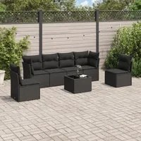 Set Divani da Giardino con Cuscini 7pz Nero Polyrattan 3217375