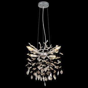 Globo 64138HS - Lampadario sospeso a cavo QUEENA 4xE14/40W/230V, finitura argento