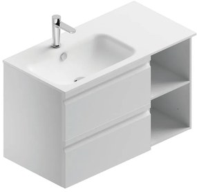 Mobile sottolavabo e lavabo Pull per vasca a sinistra bianco opaco in mdf L 90 x H 56 x P 46 cm 2 cassetti