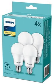 SET 4x Lampadine LED Philips A60 E27/10,5W/230V 2700K