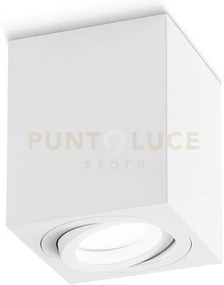 Gfa331- faretto h. 9,6cm quadrato bianco orientabile in alluminio 1...