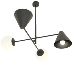 Plafoniera Moderna Industrial Njord 4 Luci Nero
