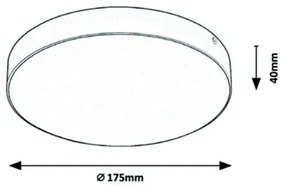 Rabalux - Plafoniera LED/18W/230V 2800-6000K IP44 nera