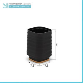 Portaspazzolini da appoggio nero in abs e bambù Wave