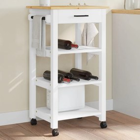 Carrello Da Cucina Monza 48x40x90 Cm İn Legno Massello Di Pino /