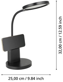 Lampada Da Tavolo Minimal Brolini Policarbonato Nero Luce Led Integrato 2,1W