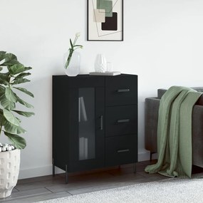 Credenza Nera 69,5x34x90 Cm İn Legno Multistrato /