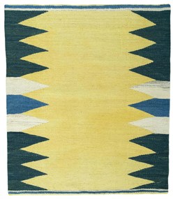 Kilim Tappeto 120x100 Giallo (Iran) Tessuto A Mano