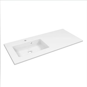 Lavabo integrale rettangolare vasca a sinistra Neo L 106 x H 11.2 x P 49 cm in ceramica bianco lucido