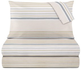 Completo letto matrimoniale righe beige grigie