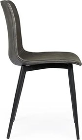 Sedia Da Interno In Ecopelle Antracite Vintage Senza Braccioli Kyra Bizzotto - 4 Pz