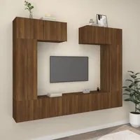 Set Mobili Porta TV 6 pz Rovere Marrone in Legno Multistrato 3114469