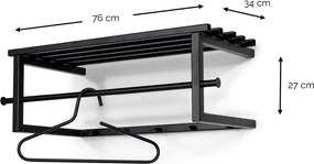 Attaccapanni da parete nero in metallo con scaffale 76 cm Marco – Spinder Design