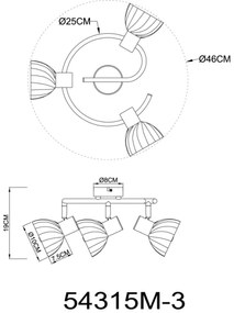 Globo 54315M-3 - Faretto ZACHERY 3xE14/40W/230V oro