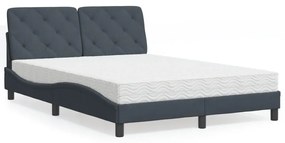 Letto Con Materasso Grigio Scuro 140x190 Cm İn Velluto /