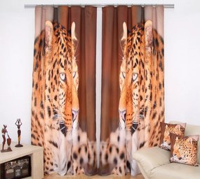 Elegante tenda marrone con motivo ghepardo Larghezza: 160 cm | Lunghezza: 250 cm (ci sono 2 pezzi nel set)
