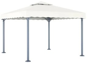 Gazebo con Stringa di Luci LED 300x300 cm Crema in Alluminio