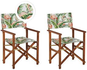 Set di 2 sedie legno di acacia scuro motivo fenicotteri CINE Beliani