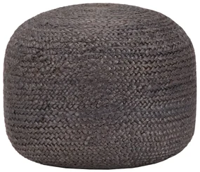 Pouf lavorato a mano grigio scuro 45x30 cm in juta