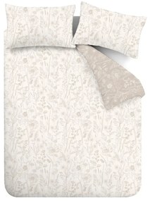 Biancheria da letto beige in flanella per letto matrimoniale 200x200 cm Floral Toile - Bianca