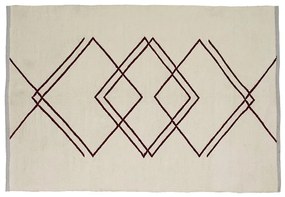 Hübsch - Rhomb Rug 120x180 White/Burgundy Hübsch