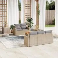 Set Divano da Giardino 6 pz con Cuscini Beige in Polyrattan 3224008