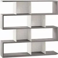 Libreria modulare 4 piani 150x37x144H cm in kit colore Cemento e Ossido Bianco