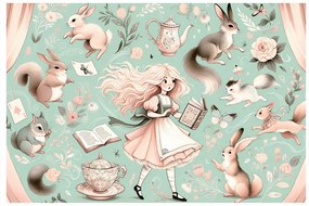 Quadro su tela – Ragazza magica e coniglietti