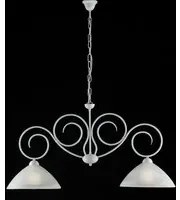 Bilanciere Classico 2 Luci Ferro Battuto Bianco Shabby Vetro Bianco Serie Milly