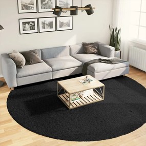 Tappeto Shaggy Pamplona A Pelo Lungo Moderno Nero Ø 280 Cm /