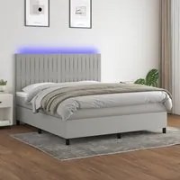 Letto a Molle Materasso e LED Grigio Chiaro 160x200 cm Tessuto cod mxl 34799