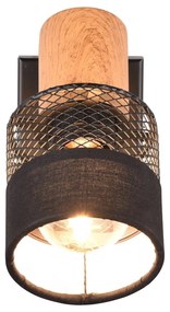 Lampada da parete in nero e naturale ø 7 cm Nandini - Trio