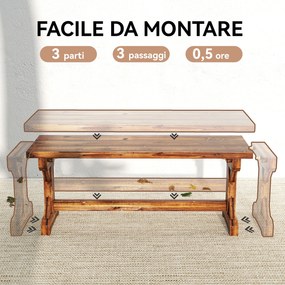 Panca da Giardino 2 Posti 114x40x46 cm Senza Schienale in Stile Rustico in Legno di Abete...