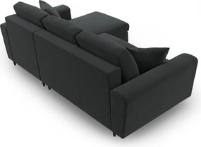 Divano angolare grigio scuro allungabile e con contenitore con rivestimento in velluto Kyoto – Cosmopolitan Design