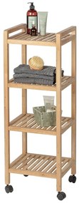 Scaffale da bagno in legno di noce con tre ripiani e ruote 35x97 cm Norway - Wenko