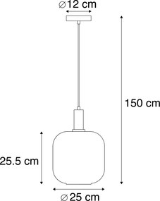 Lampada a sospensione nera con vetro oro e fumé incl. PUCC - Zuzanna