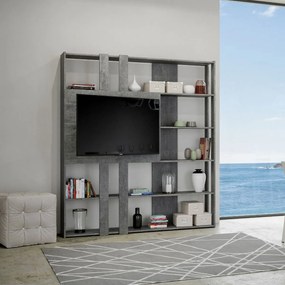 Libreria Multifunzionale Porta TV Kato 178x204x36 cm, Libreria H / Cemento